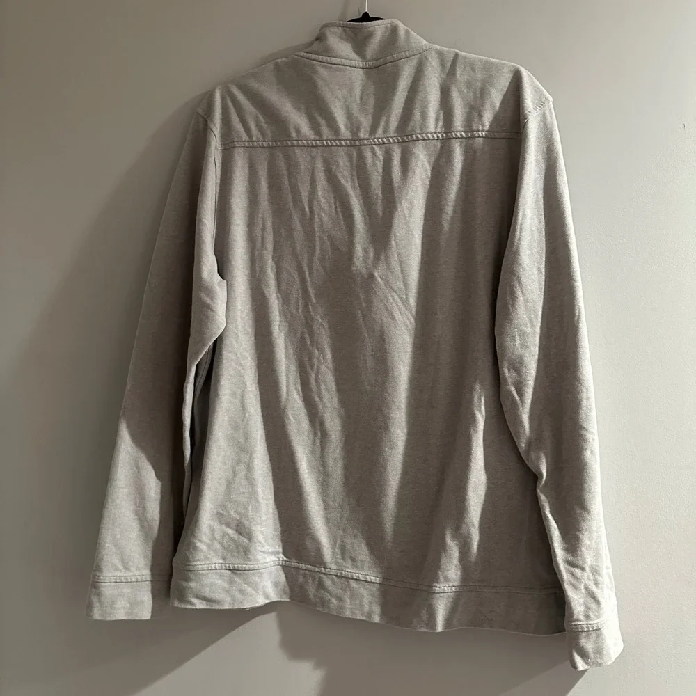 FAIRLANE Mens Performance Pique‎ Quarter Zip Pullover Sweatshirt Light Gray Sz L